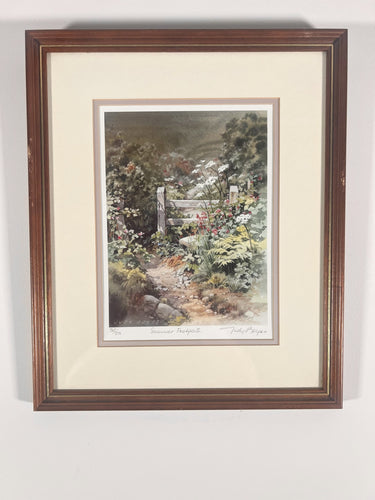 Judy Boyes Pencil Signed Painting “Summer Footpath” Mounted And Framed Under Glass