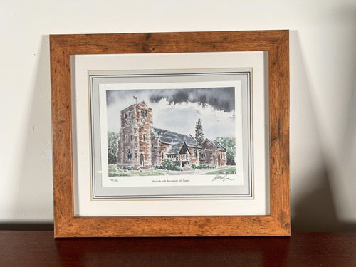WED Ryan Watercolour Of Hesketh With Becconsall All Saints Church Pencil Signed