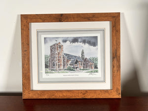 WED Ryan Watercolour Of Hesketh With Becconsall All Saints Church Pencil Signed