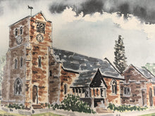 Load image into Gallery viewer, WED Ryan Watercolour Of Hesketh With Becconsall All Saints Church Pencil Signed