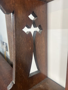 Superb Oak Gothic Wall Shelf With Carved Crucifixes To The Sides