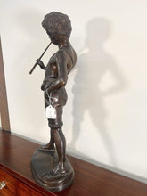Load image into Gallery viewer, A Large Bronze Sculpture “Boy Playing The Flute” After The Work Of Sculpture Auguste Moreau (French, 1834-1917)