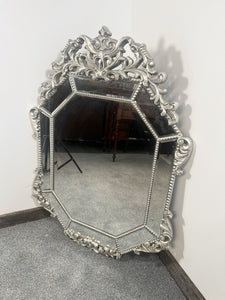 Classic French Style Venetian Mirror With Decorative Crest