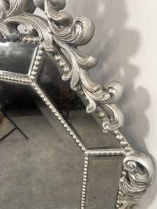Classic French Style Venetian Mirror With Decorative Crest