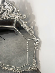 Classic French Style Venetian Mirror With Decorative Crest