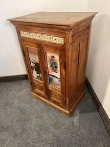Antique Asian Petite Two Door Painted Tibetan Door Cabinet