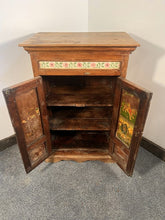 Load image into Gallery viewer, Antique Asian Petite Two Door Painted Tibetan Door Cabinet
