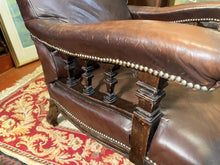 Load image into Gallery viewer, Elegant Solid Beech Library Chair — Leather Upholstery, Carved Legs And Ceramic Castors