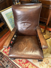Load image into Gallery viewer, Elegant Solid Beech Library Chair — Leather Upholstery, Carved Legs And Ceramic Castors
