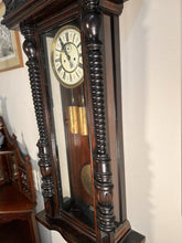 Load image into Gallery viewer, Antique Flame Mahogany Wood Double Weight Vienna Regulator Wall Clock by Gustav Becker