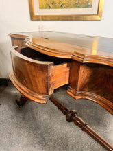 Load image into Gallery viewer, Antique Leather Topped Flame Mahogany Writing Table – Circa 1820