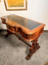 Load image into Gallery viewer, Antique Leather Topped Flame Mahogany Writing Table – Circa 1820