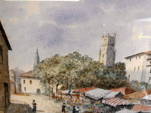 Load image into Gallery viewer, Charming French Street Market Watercolour – Signed &amp; Dated 1963