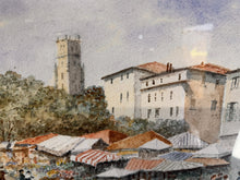 Load image into Gallery viewer, Charming French Street Market Watercolour – Signed &amp; Dated 1963