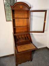 Load image into Gallery viewer, An Impressive George III Style Inlaid Mahogany Bureau Bookcase