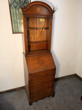Load image into Gallery viewer, An Impressive George III Style Inlaid Mahogany Bureau Bookcase