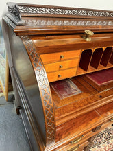 Load image into Gallery viewer, Magnificent 19th Century Hobbs &amp; Co. London Mahogany Roll-Top Cylinder Bureau