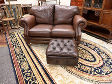 Load image into Gallery viewer, Thomas Lloyd Grand Chesterfield 2 Seater Sofa with Footstool – Brown Vintage Leather