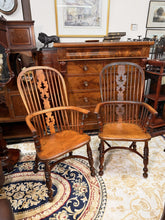 Load image into Gallery viewer, A Stunning Pair of Antique Yew and Elm Spindle-Back Windsor Armchairs