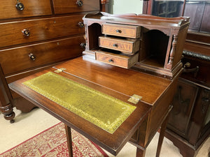 Antique Georgian Style Small Mahogany Ladies Desk With A Tooled Leather Writing Area