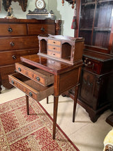 Load image into Gallery viewer, Antique Georgian Style Small Mahogany Ladies Desk With A Tooled Leather Writing Area