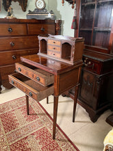 Load image into Gallery viewer, Antique Georgian Style Small Mahogany Ladies Desk With A Tooled Leather Writing Area