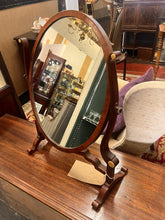 Load image into Gallery viewer, Edwardian Mahogany Dressing Mirror Crossbanded Surmounted by a Shaped Stand With Pearl Roundels