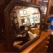 Load image into Gallery viewer, Gorgeous Edwardian mahogany mirror with amazing patina and amazing carving to the frame