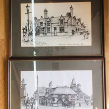 Load image into Gallery viewer, Two pencil signed pen and ink pictures of Westminster road and Anfield police stations in Liverpool