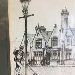 Two pencil signed pen and ink pictures of Westminster road and Anfield police stations in Liverpool