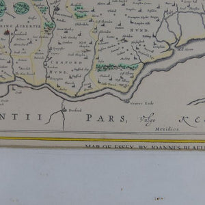 Map of Essex by Joannnes Blaeu 1645 with amazing detail in lovely condition