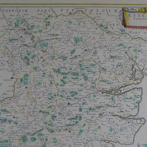 Map of Essex by Joannnes Blaeu 1645 with amazing detail in lovely condition