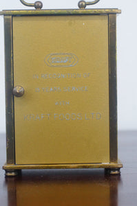 Brass carriage clock made by Metamec of Great Britain engraved on the rear