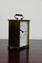 Load image into Gallery viewer, Brass carriage clock made by Metamec of Great Britain engraved on the rear