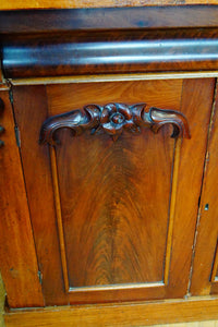 Early Victorian antique mahogany chiffonier with  beautifully carved doors