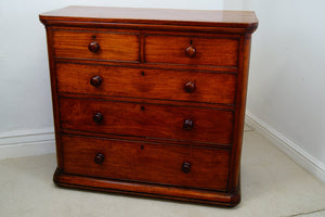 Scotch mahogany chest of drawers with original wooden turned handles just stunning