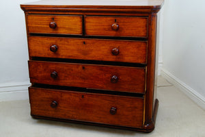 Scotch mahogany chest of drawers with original wooden turned handles just stunning