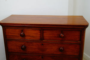 Scotch mahogany chest of drawers with original wooden turned handles just stunning