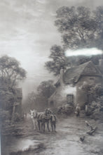 Load image into Gallery viewer, A stunnig pair of Keene Sepia Lithographic prints one “End Of The Village” and “Road From The Moor”