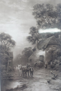 A stunnig pair of Keene Sepia Lithographic prints one “End Of The Village” and “Road From The Moor”