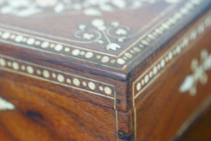 Mother of pearl inlaid jewellery or trinket box in fabulous condition