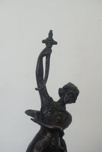 Load image into Gallery viewer, A graceful Victorian bronze statue of a beautiful girl holding a sword