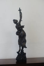 Load image into Gallery viewer, A graceful Victorian bronze statue of a beautiful girl holding a sword