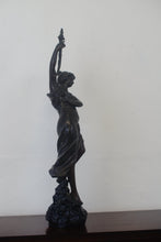 Load image into Gallery viewer, A graceful Victorian bronze statue of a beautiful girl holding a sword