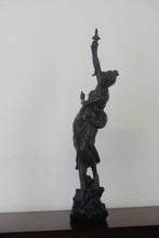 Load image into Gallery viewer, A graceful Victorian bronze statue of a beautiful girl holding a sword