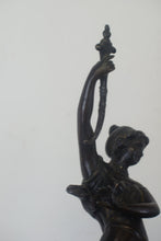 Load image into Gallery viewer, A graceful Victorian bronze statue of a beautiful girl holding a sword