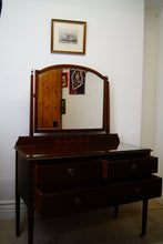 Load image into Gallery viewer, Flame mahogany inlaid mirror backed dressing table in gorgeous condition