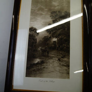 A stunnig pair of Keene Sepia Lithographic prints one “End Of The Village” and “Road From The Moor”