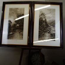 Load image into Gallery viewer, A stunnig pair of Keene Sepia Lithographic prints one “End Of The Village” and “Road From The Moor”