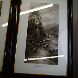 A stunnig pair of Keene Sepia Lithographic prints one “End Of The Village” and “Road From The Moor”